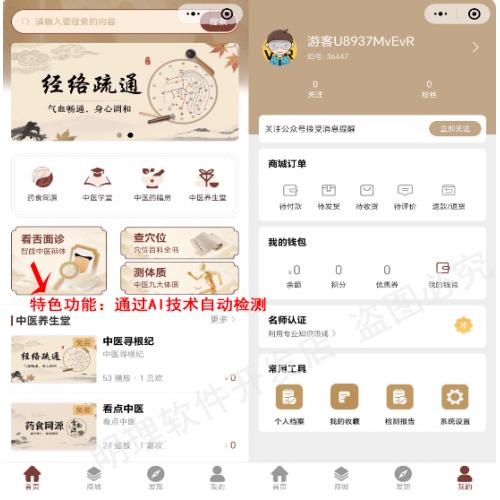 面诊舌诊体质检测系统小程序开发在线AI诊断中医问诊app软件模板